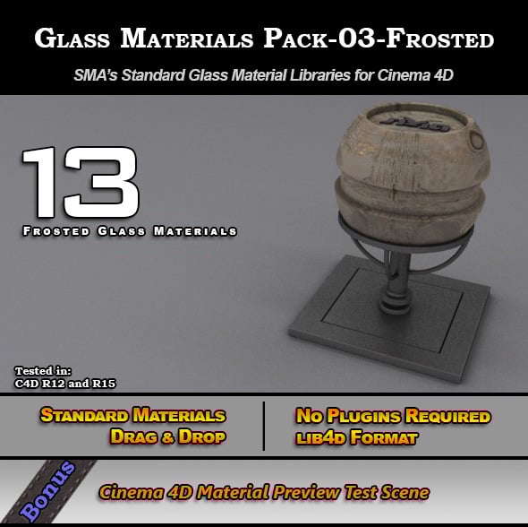 Glass Materials Pack-03-Frosted for Cinema 4D - 3DOcean Item for Sale