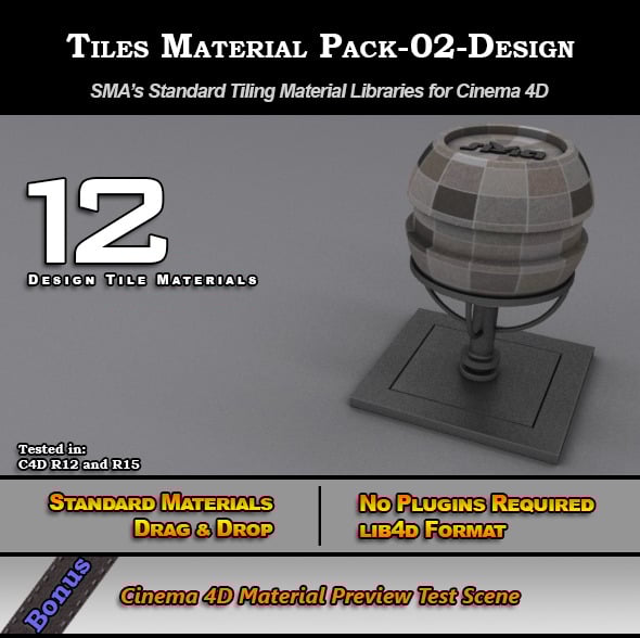Standard Tiles Material Pack-02-Design for C4D - 3DOcean Item for Sale