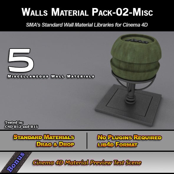 Standard Walls Material Pack-02-Misc for C4D - 3DOcean Item for Sale