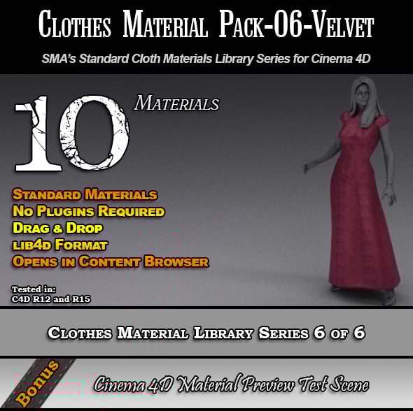 Standard Clothes Material Pack-06-Velvet for C4D - 3DOcean Item for Sale