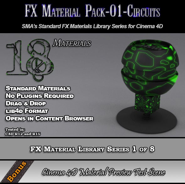 Standard FX Material Pack-01-Circuits for C4D - 3DOcean Item for Sale