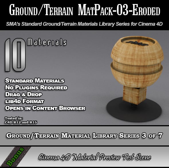 Standard Ground/Terrain MatPack-03-Eroded for C4D - 3DOcean Item for Sale