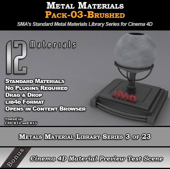 Metals Material Pack-03-Brushed for Cinema 4D - 3DOcean Item for Sale