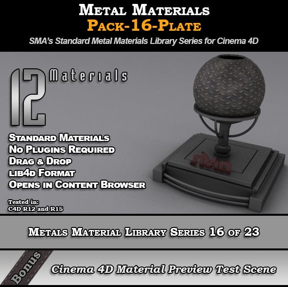 Metals Material Pack-16-Plate for Cinema 4D - 3DOcean Item for Sale