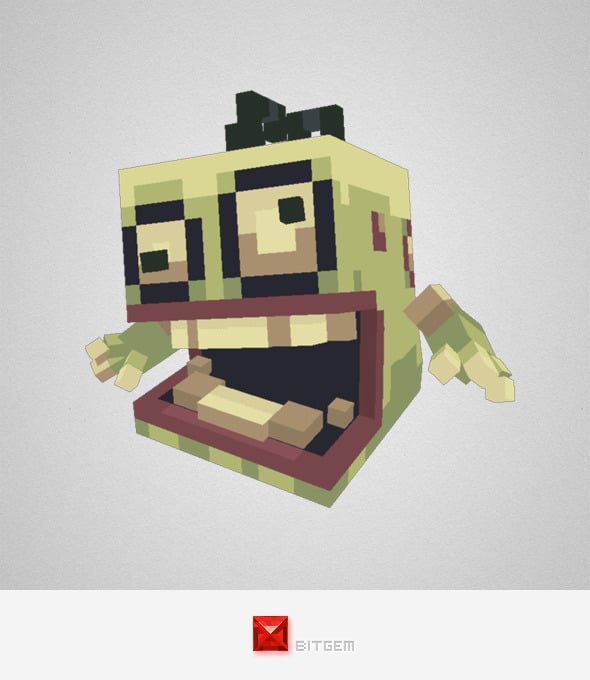 Low Poly Pixel Zombie Brian - 3DOcean Item for Sale