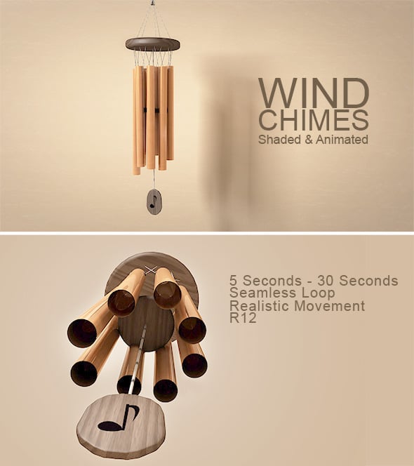 Animated Wind Chimes Model - 3DOcean Item for Sale