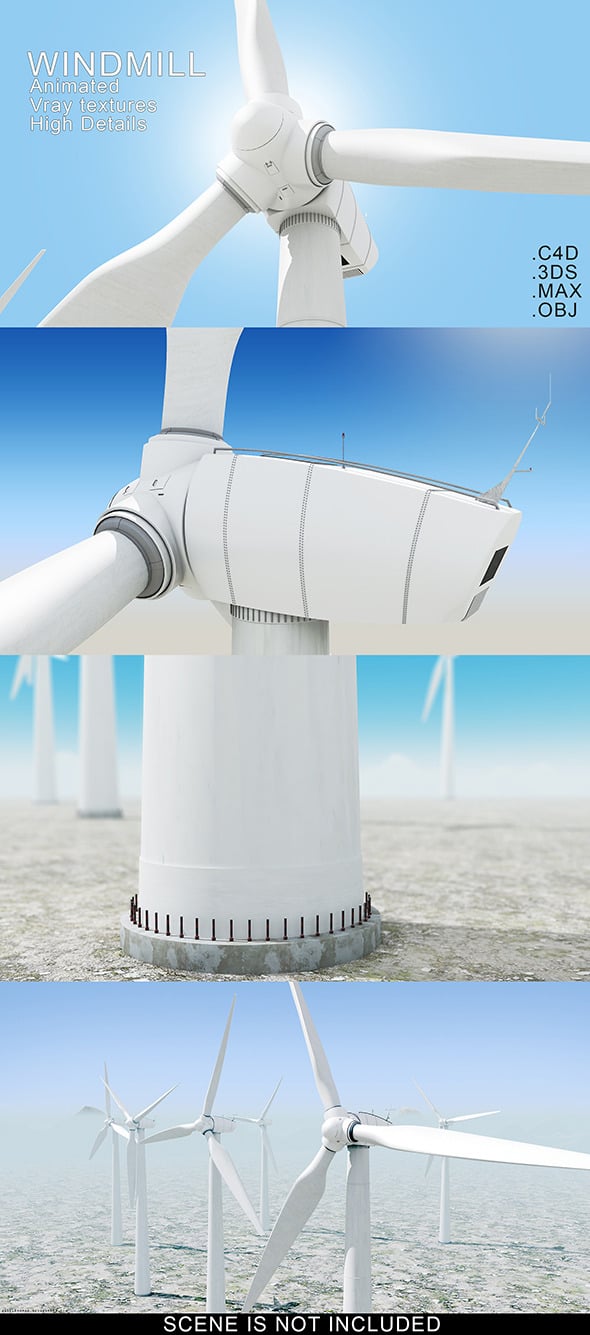 Animated Windmill Model 3D Model - 3DOcean Item for Sale