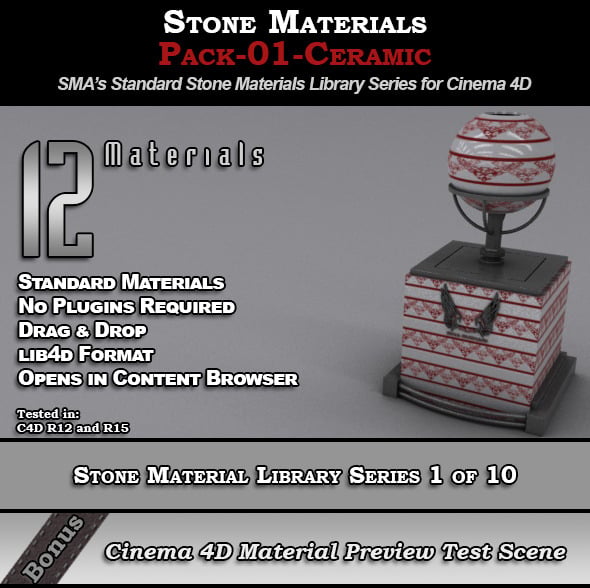 Standard Stone Material Pack-01-Ceramic for C4D - 3DOcean Item for Sale