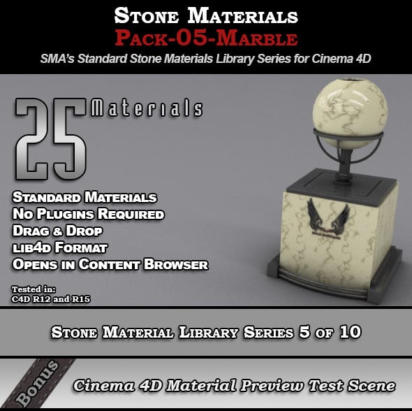 Standard Stone Material Pack-05-Marble for C4D - 3DOcean Item for Sale
