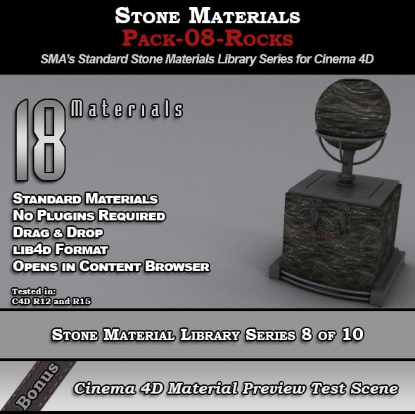 Standard Stone Material Pack-08-Rocks for C4D - 3DOcean Item for Sale