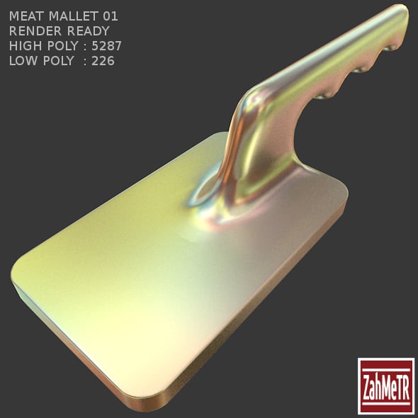 Meat Mallet 01 Low Poly / High Poly - 3DOcean Item for Sale