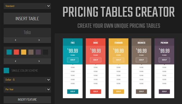 Pricing Tables Creator - CodeCanyon Item for Sale
