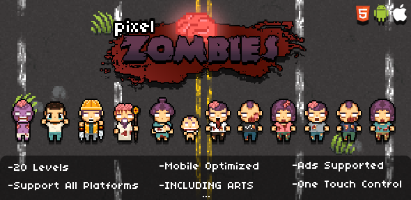 Pixel Zombies - HTML5 Game (Construct 2 & Construct 3) - CodeCanyon Item for Sale