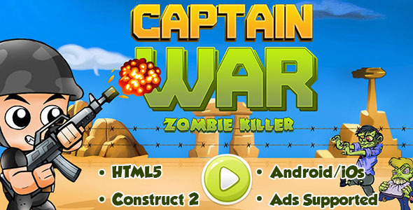 Captain War : Zombie Killer - HTML5 Android (CAPX) - CodeCanyon Item for Sale