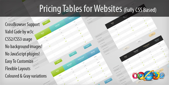 Pricing Tables for Websites (fully CSS based) by ThemeMakers | CodeCanyon