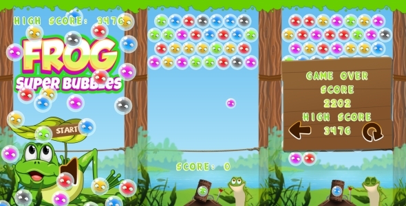 Frog Super Bubbles - HTML5 Game + Mobile (Construct 3 | Construct 2 | Capx) - CodeCanyon Item for Sale