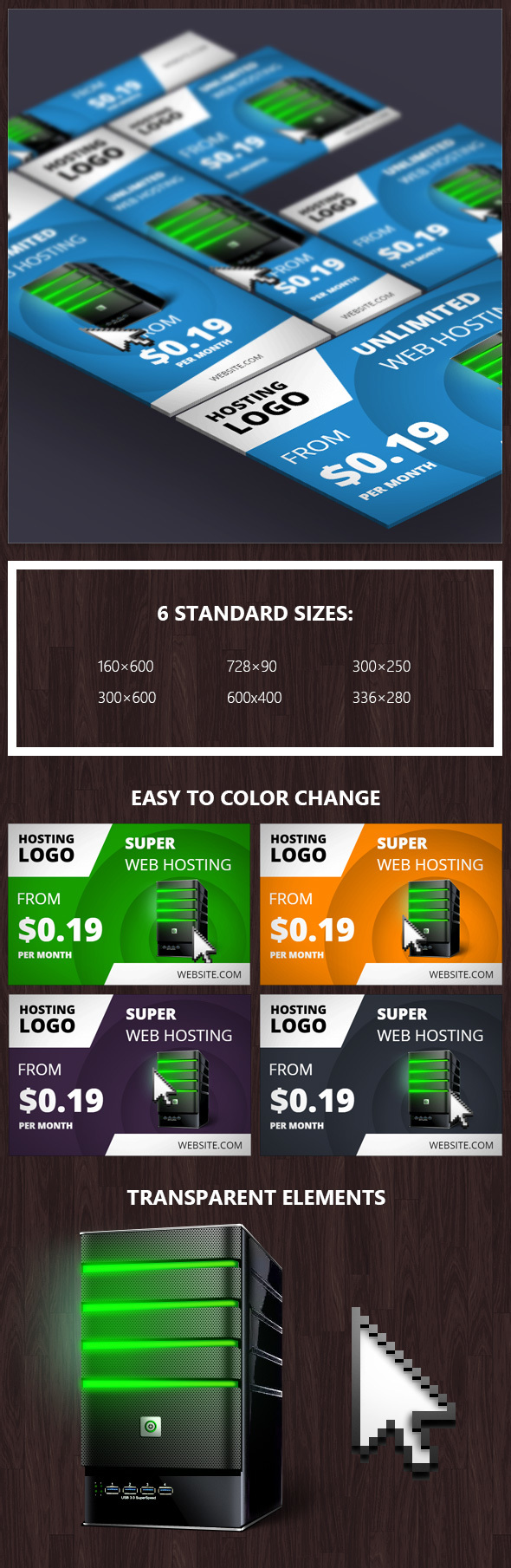 Hosting Banner with Hover Effect. - CodeCanyon Item for Sale