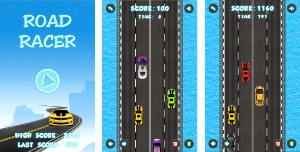 Road Racer - HTML5 Game + Mobile + AdMob (Construct 3 | Construct 2 | Capx) - CodeCanyon Item for Sale