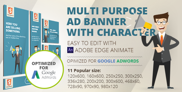 HTML5 Animated banner templates | «Character» | Edge Animate - CodeCanyon Item for Sale