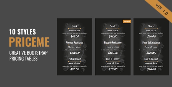 Priceme | Responsive Bootstrap Pricing Table Collection - CodeCanyon Item for Sale