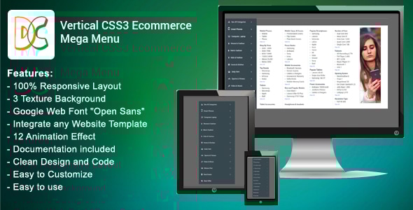 Vertical CSS3 Ecommerce Mega Menu - CodeCanyon Item for Sale