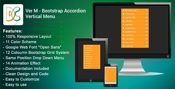 Ver M - Bootstrap Accordion Vertical Menu - CodeCanyon Item for Sale