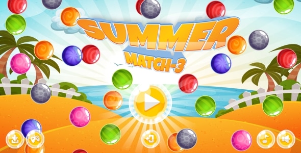 Summer Match-3 - HTML5 Game + Android + AdMob (Construct 3 | Construct 2 | Capx) - CodeCanyon Item for Sale