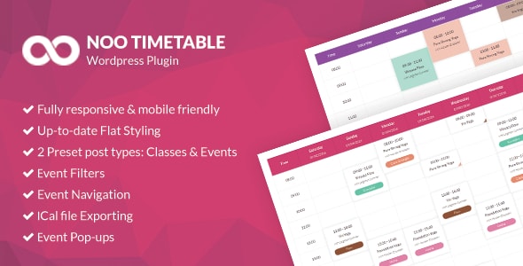Noo Timetable - Responsive Calendar & Auto Sync WordPress Plugin - CodeCanyon Item for Sale