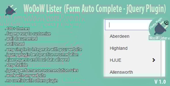 WoOoW Lister (Form Auto Complete - jQuery Plugin) - CodeCanyon Item for Sale