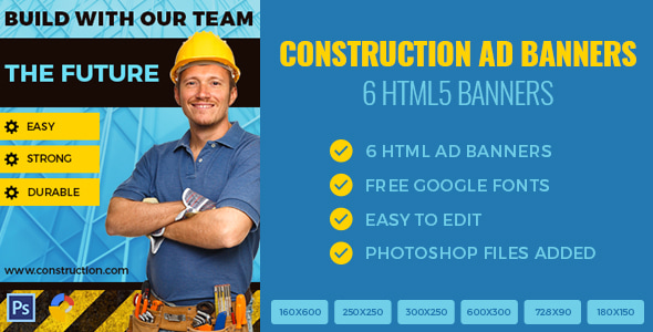 Construction Banners - HTML5 - GWD - CodeCanyon Item for Sale