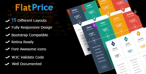 FlatPrice - Responsive Bootstrap Pricing Tables - CodeCanyon Item for Sale