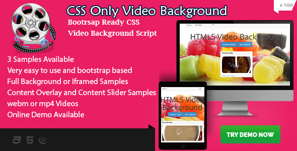 CSS Video Background - Bootstrap Ready with Content Overlay - HTML5 by ...