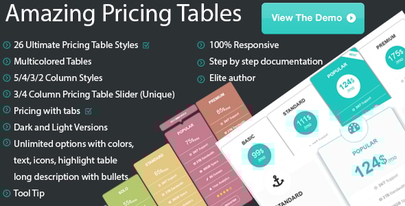 Amazing Pure HTML CSS Pricing Tables - CodeCanyon Item for Sale