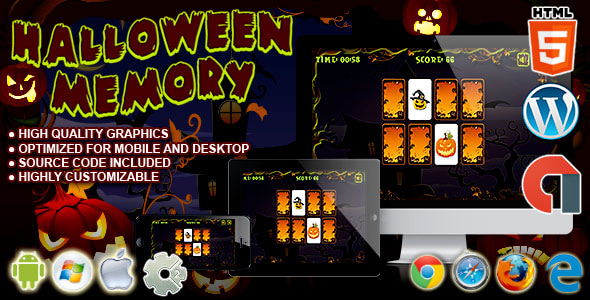 Halloween Memory - HTML5 Construct Game - CodeCanyon Item for Sale