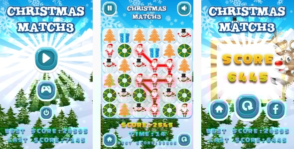 Christmas Match3 - HTML5 Game + Android + AdMob (Construct 3 | Construct 2 | Capx) - CodeCanyon Item for Sale