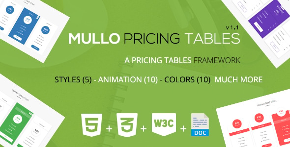 Mullo - A Responsive Pricing Tables Framework | v1.1 - CodeCanyon Item for Sale