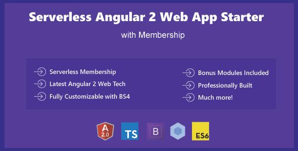 Serverless Angular 2 - Bootstrap 4 Web App Template Starter with Membership - CodeCanyon Item for Sale
