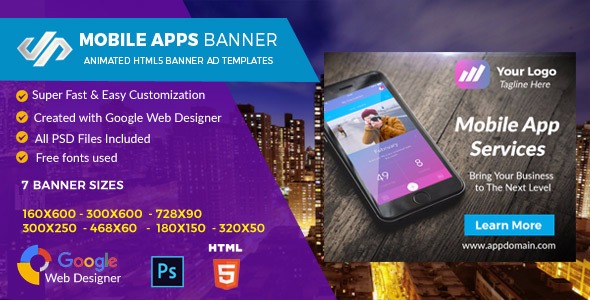 Mobile Apps HTML5 GWD Ad Banner - CodeCanyon Item for Sale