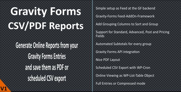 Gravity Forms CSV/PDF Reports - CodeCanyon Item for Sale