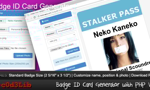 Badge ID Card Generator by nath4n | CodeCanyon