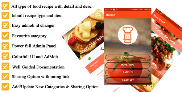 Android Recipe App for Cooking full Code with PHP Admin Panel - CodeCanyon Item for Sale