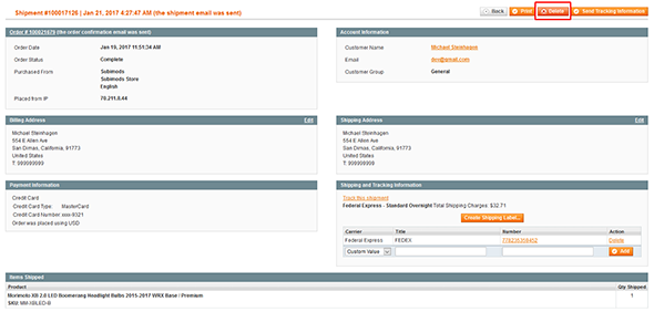 Delete Shipment - CodeCanyon Item for Sale