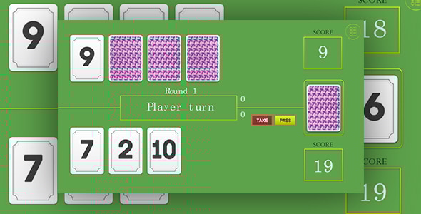 21 - HTML5 card game. Construct 2 (.capx) + mobile control - CodeCanyon Item for Sale