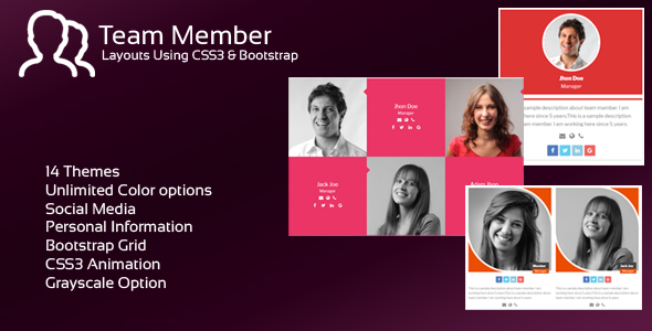 JAG Bootstrap Responsive Team Members - CodeCanyon Item for Sale