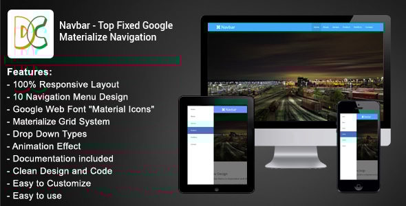 Navbar - Top Fixed Google Materialize Navigation - CodeCanyon Item for Sale