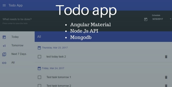 Todo app using Angular Material with nodejs and mongodb - CodeCanyon Item for Sale