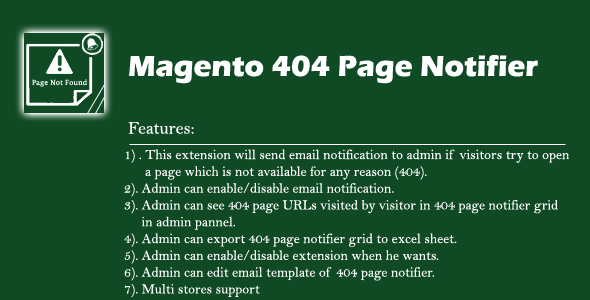 Magento1x 404 Page Notifier - CodeCanyon Item for Sale