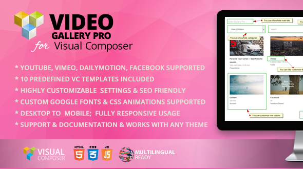 Video Gallery Pro Addon for WPBakery Page Builder (formerly Visual Composer) - CodeCanyon Item for Sale