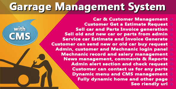 Garage or Workshop Management System With CMS - CodeCanyon Item for Sale