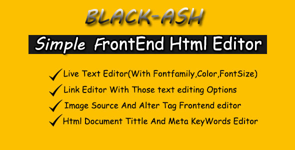 BLACK-ASH - JavaScript Front-end HTML Editor - CodeCanyon Item for Sale